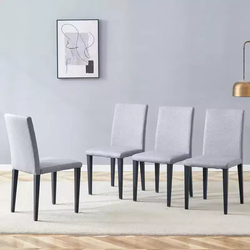 MAYEERTY Set di 4 Sedie da Pranzo in Lino Cotone Grigio Chiaro, Seduta Versatile e Confortevole