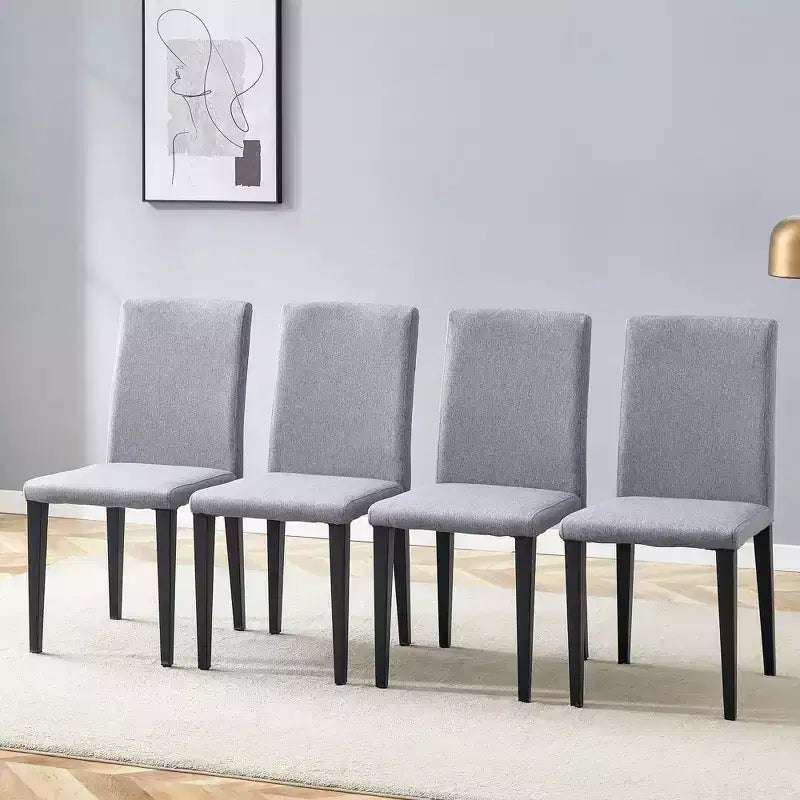 MAYEERTY Set di 4 Sedie da Pranzo in Lino Cotone Grigio Chiaro, Seduta Versatile e Confortevole