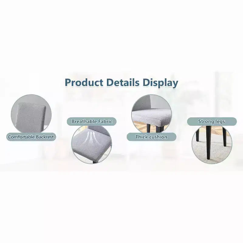 MAYEERTY Set di 4 Sedie da Pranzo in Lino Cotone Grigio Chiaro, Seduta Versatile e Confortevole