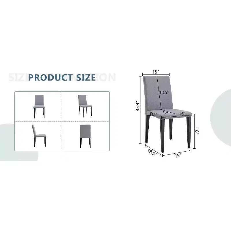 MAYEERTY Set di 4 Sedie da Pranzo in Lino Cotone Grigio Chiaro, Seduta Versatile e Confortevole