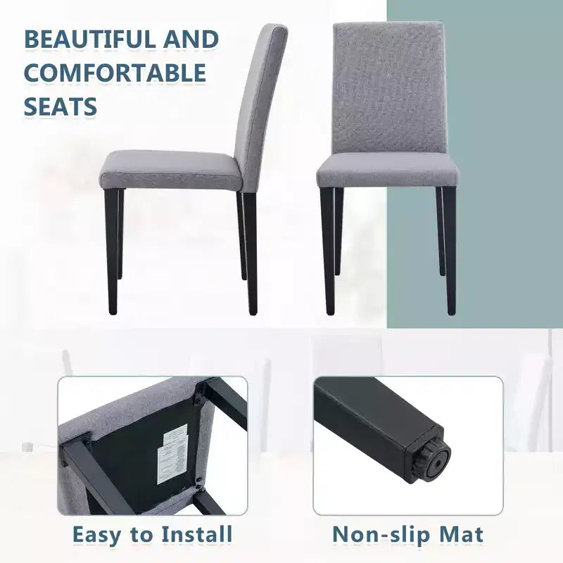 MAYEERTY Set di 4 Sedie da Pranzo in Lino Cotone Grigio Chiaro, Seduta Versatile e Confortevole