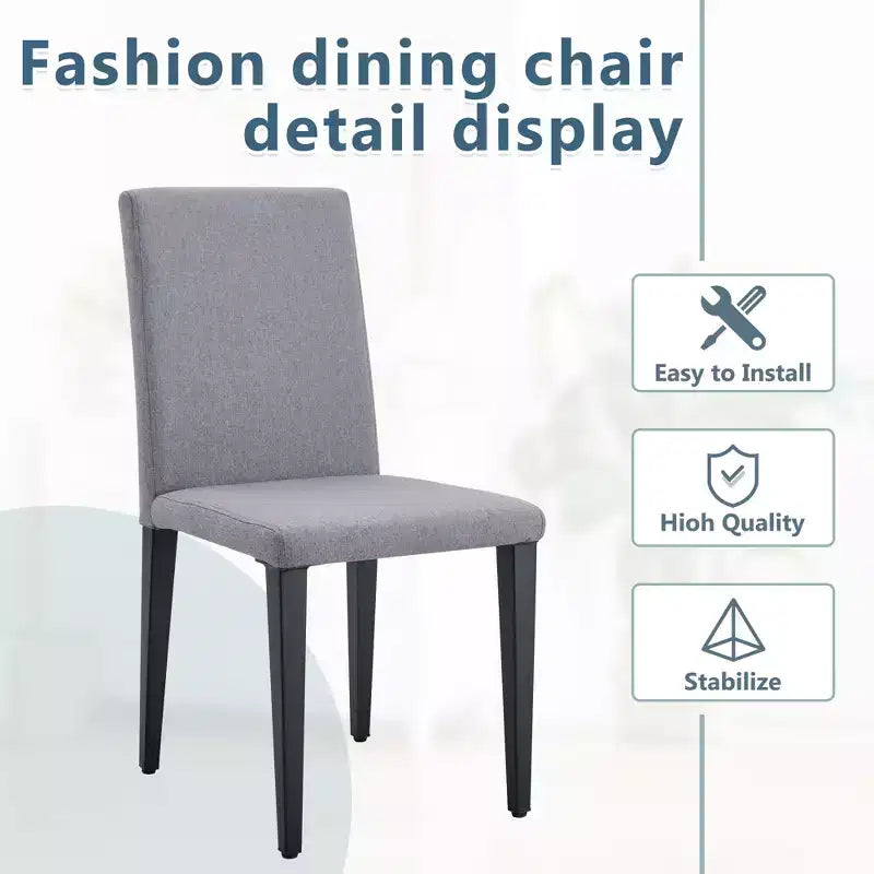 MAYEERTY Set di 4 Sedie da Pranzo in Lino Cotone Grigio Chiaro, Seduta Versatile e Confortevole