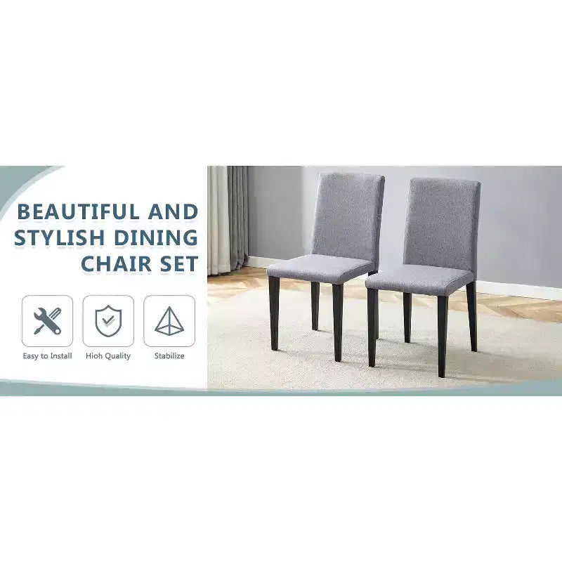 MAYEERTY Set di 4 Sedie da Pranzo in Lino Cotone Grigio Chiaro, Seduta Versatile e Confortevole