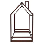 Letto a Piattaforma Matrimoniale/Una Piazza e Mezza, Letto a Terra in Legno, Struttura a Forma di Casina con Tetto per Cameretta Ragazzi e Ragazze (Doghe Non Incluse)