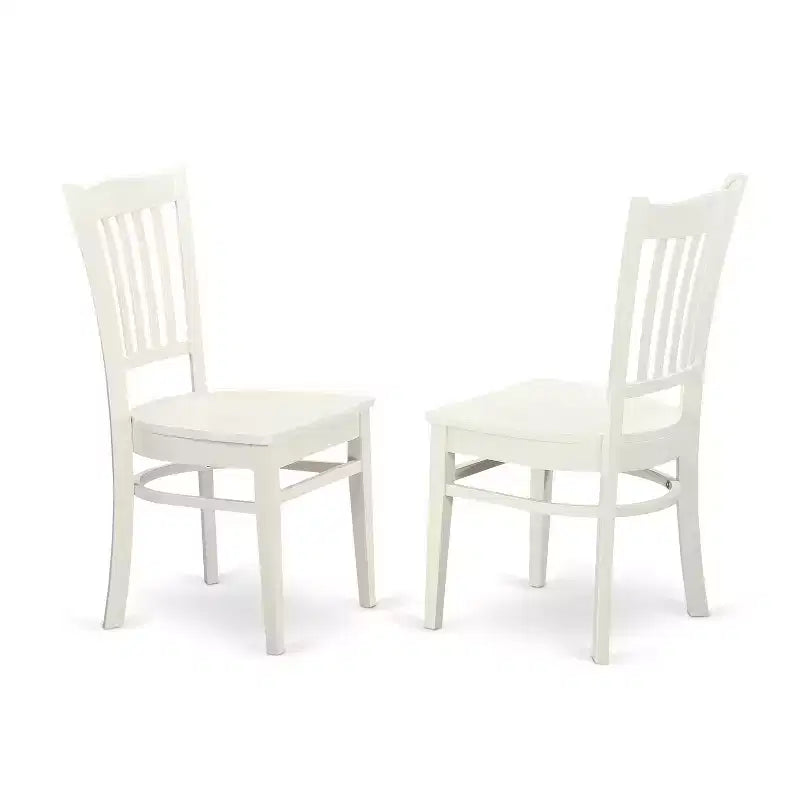 Set da pranzo HomeStock Belmont da 5 pezzi con un tavolo da cucina e 4 sedie da cucina con seduta in legno in lino bianco