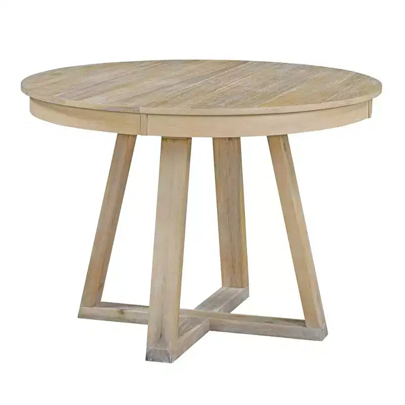 Set da Pranzo Estensibile di 5 Pezzi per 4 Persone, Tavolo Rotondo con Allunga e 4 Sedie Imbottite