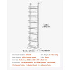 VEVOR Organizer per dispensa da appendere alla porta, organizer e contenitore per dispensa a 8 livelli, scaffale portapezie sospeso in acciaio resistente, nero