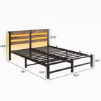 Struttura letto matrimoniale queen size con testiera in legno, luci RGB, ripiano di ricarica, non è necessario il box spring