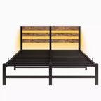 Struttura letto matrimoniale queen size con testiera in legno, luci RGB, ripiano di ricarica, non è necessario il box spring