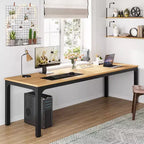 Tavolo da pranzo rettangolare in legno stile rustico, grande scrivania collaborativa per cucina e sala da pranzo