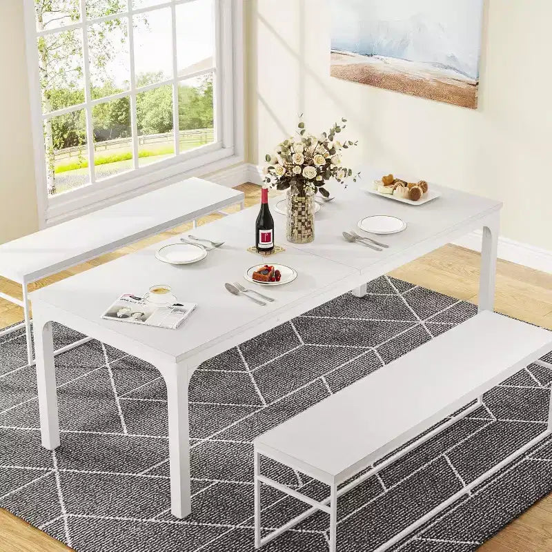 Tavolo da pranzo rettangolare in legno stile rustico, grande scrivania collaborativa per cucina e sala da pranzo