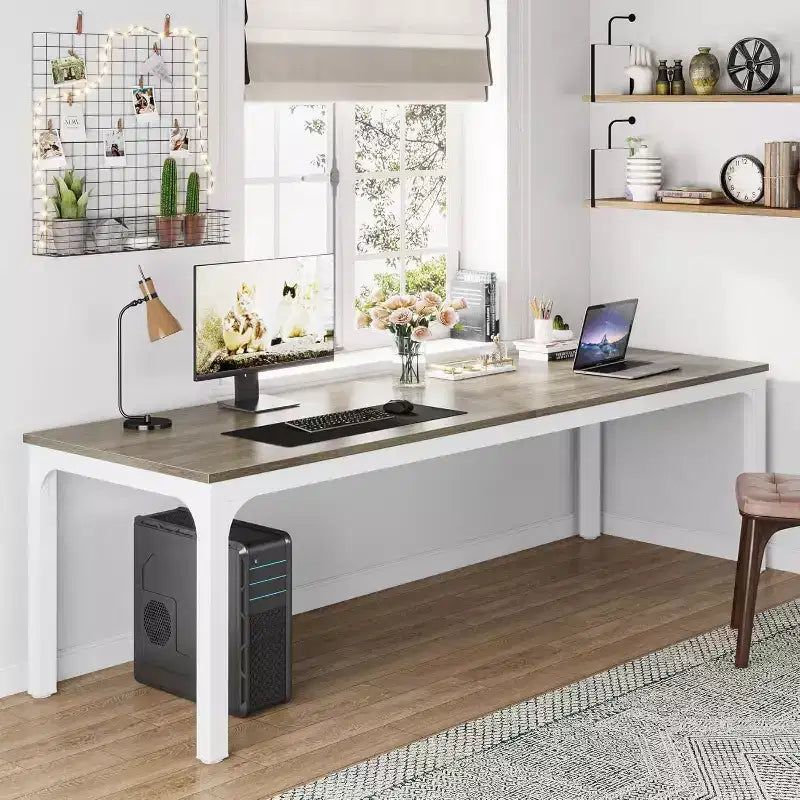 Tavolo da pranzo rettangolare in legno stile rustico, grande scrivania collaborativa per cucina e sala da pranzo