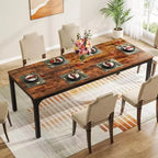 Tavolo da pranzo rettangolare in legno stile rustico, grande scrivania collaborativa per cucina e sala da pranzo