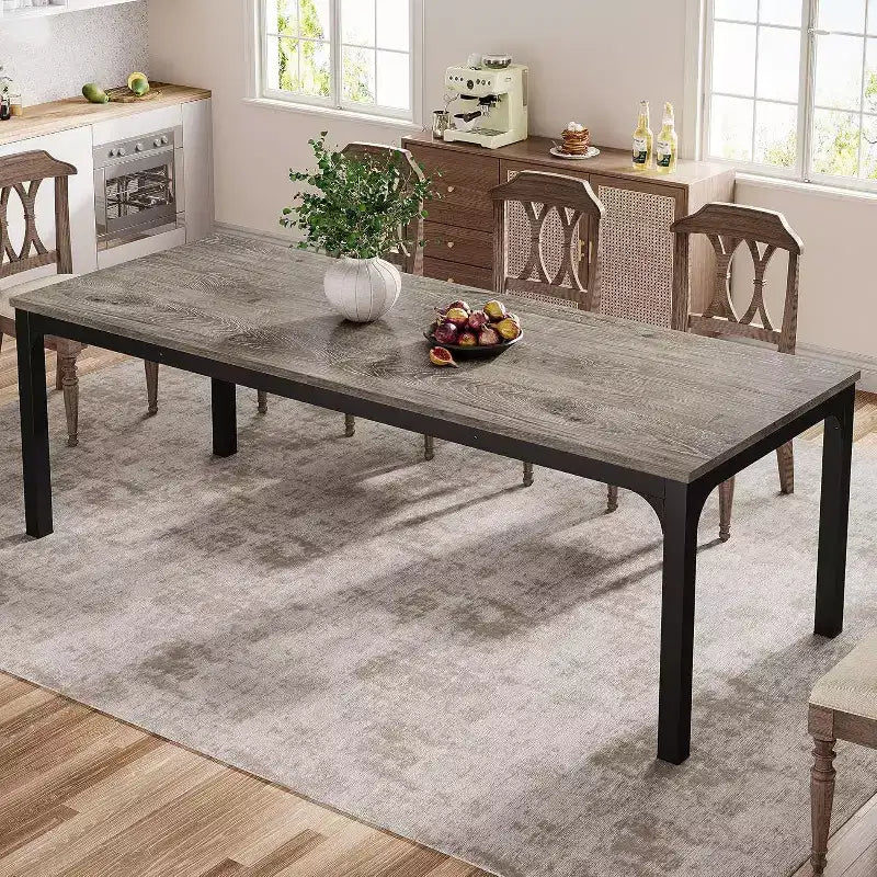 Tavolo da pranzo rettangolare in legno stile rustico, grande scrivania collaborativa per cucina e sala da pranzo