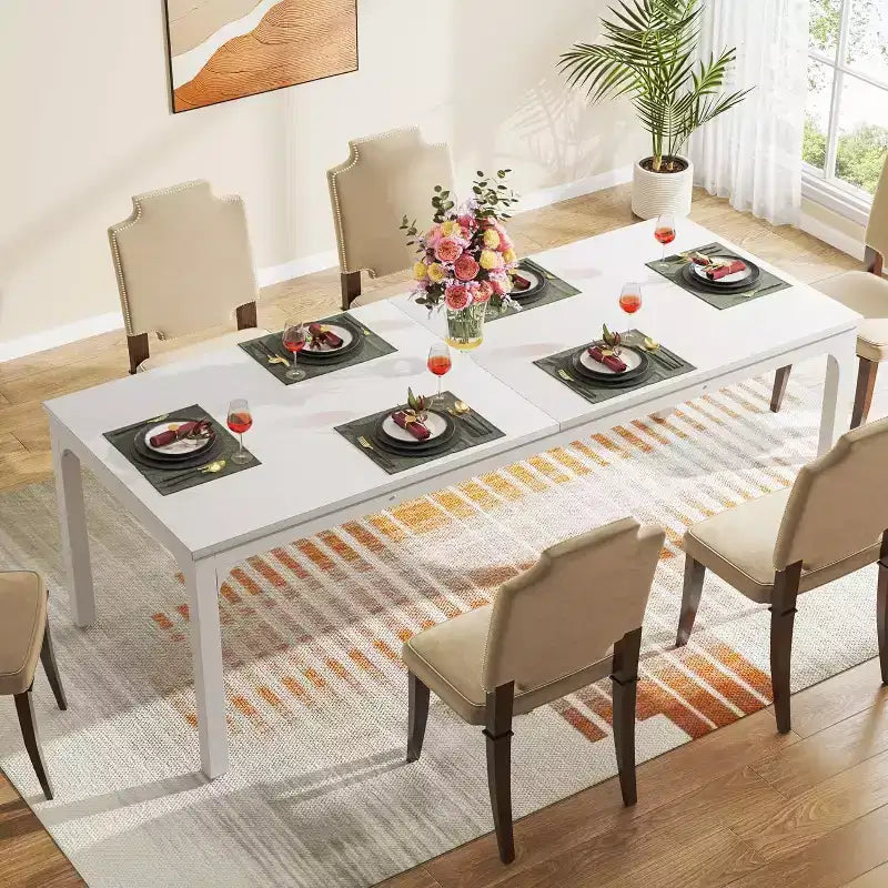 Tavolo da pranzo rettangolare in legno stile rustico, grande scrivania collaborativa per cucina e sala da pranzo