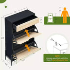 Scarpiera da Ingresso con 2 Cassetti a Ribalta, Organizzatore di Scarpe in Legno Sottile Autoportante, Scarpiera Chiusa Salvaspazio per Corridoio, Ingresso, Appartamento