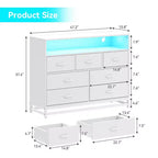 Cassettiera per Camera da Letto con Luci LED, Cassettiera a 7 Cassetti con Stazione di Ricarica, Cassettiera in Legno per Ingresso, Armadio, Soggiorno, Corridoio