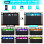 Cassettiera per Camera da Letto con Luci LED, Cassettiera a 7 Cassetti con Stazione di Ricarica, Cassettiera in Legno per Ingresso, Armadio, Soggiorno, Corridoio