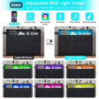 Cassettiera per Camera da Letto con Luci LED, Cassettiera a 7 Cassetti con Stazione di Ricarica, Cassettiera in Legno per Ingresso, Armadio, Soggiorno, Corridoio