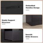 Comodino a 6 cassetti per camera da letto, Comodino moderno nero a 6 cassetti con maniglie incorporate, Comodino organizer in legno per soggiorno, cameretta, corridoio