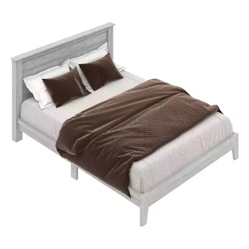 Letto Galano Queen Tiena Lencia con testiera in rovere grigio polvere