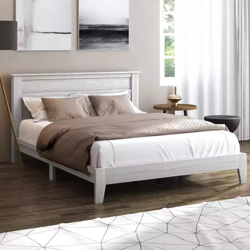 Letto Galano Queen Tiena Lencia con testiera in rovere grigio polvere