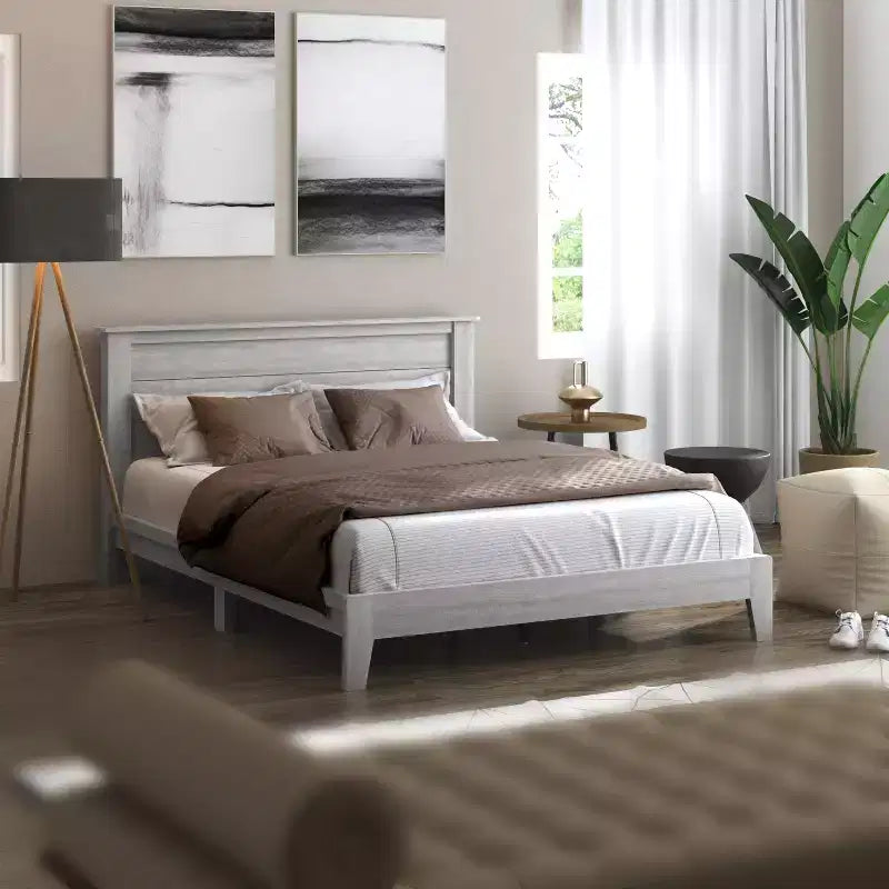 Letto Galano Queen Tiena Lencia con testiera in rovere grigio polvere