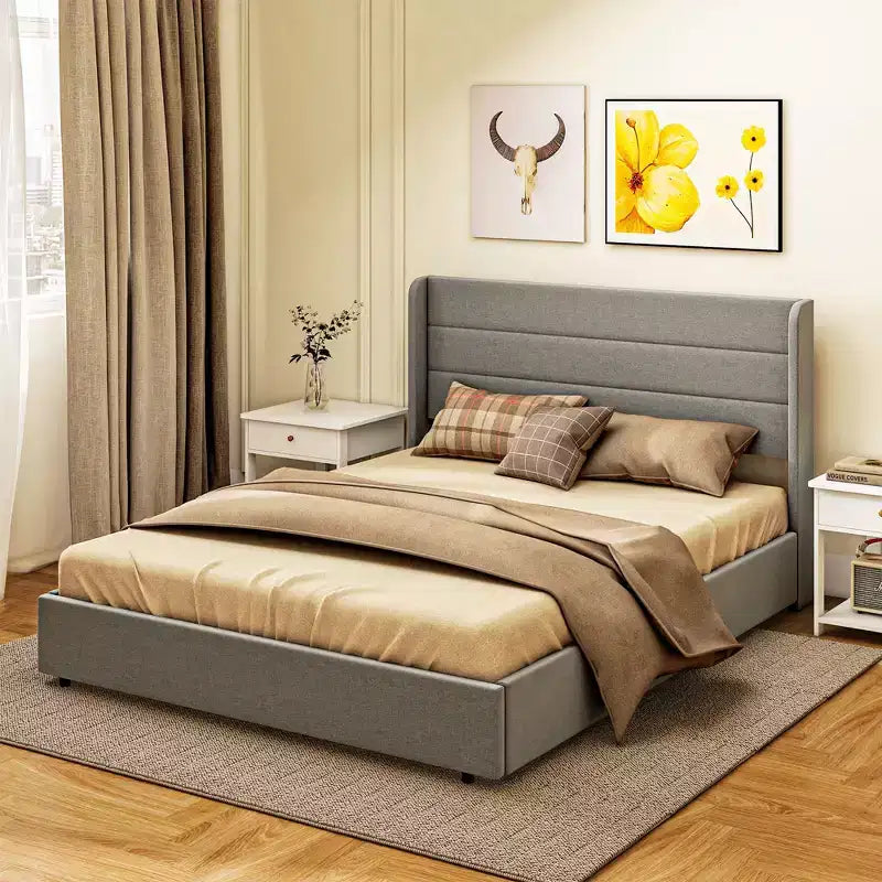 GDFStudio Larisa Letto Moderno Imbottito con Testiera e 4 Cassetti Contenitore