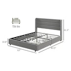 GDFStudio Larisa Letto Moderno Imbottito con Testiera e 4 Cassetti Contenitore