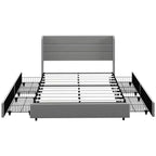 GDFStudio Larisa Letto Moderno Imbottito con Testiera e 4 Cassetti Contenitore