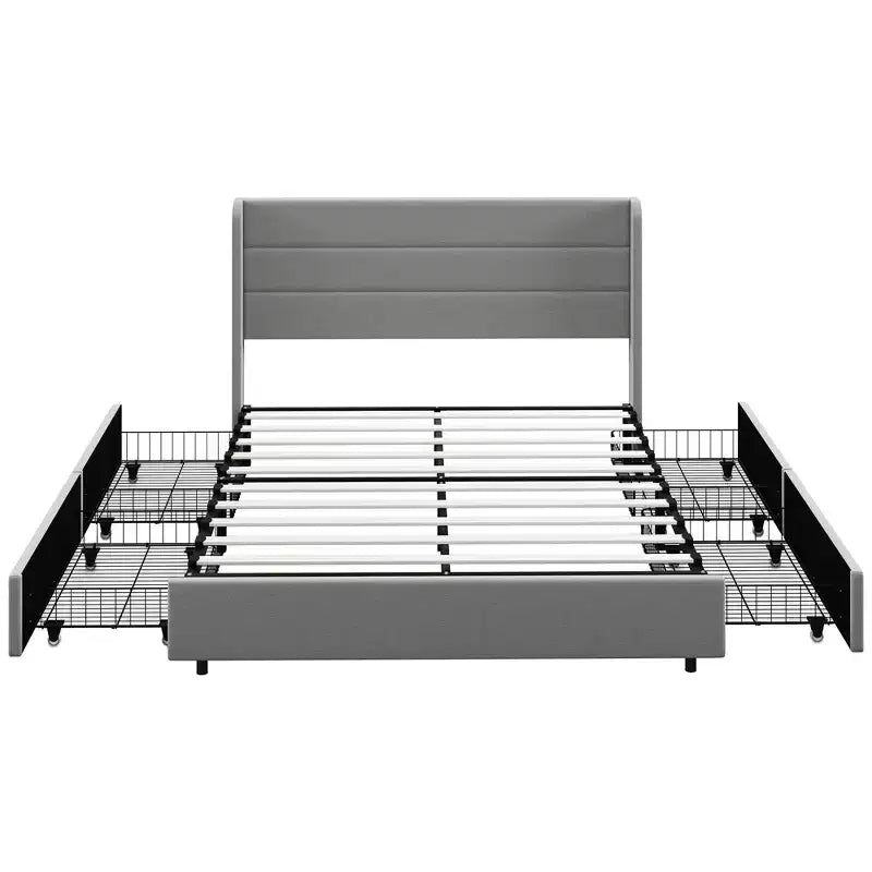 GDFStudio Larisa Letto Moderno Imbottito con Testiera e 4 Cassetti Contenitore
