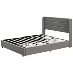 GDFStudio Larisa Letto Moderno Imbottito con Testiera e 4 Cassetti Contenitore