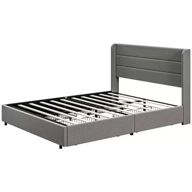 GDFStudio Larisa Letto Moderno Imbottito con Testiera e 4 Cassetti Contenitore