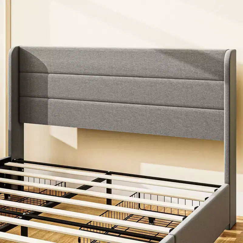 GDFStudio Larisa Letto Moderno Imbottito con Testiera e 4 Cassetti Contenitore