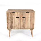 ModernLuxe Mobile Contenitore/Madia con 2 Cassetti in Legno di Mango Naturale