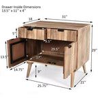 ModernLuxe Mobile Contenitore/Madia con 2 Cassetti in Legno di Mango Naturale