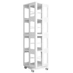 Scaffale Girevole Okak interamente in Acciaio con Ruote a 360°, Scaffali Portaoggetti a 4 Livelli, Organizzatore per Soggiorno, Corridoio, Ufficio