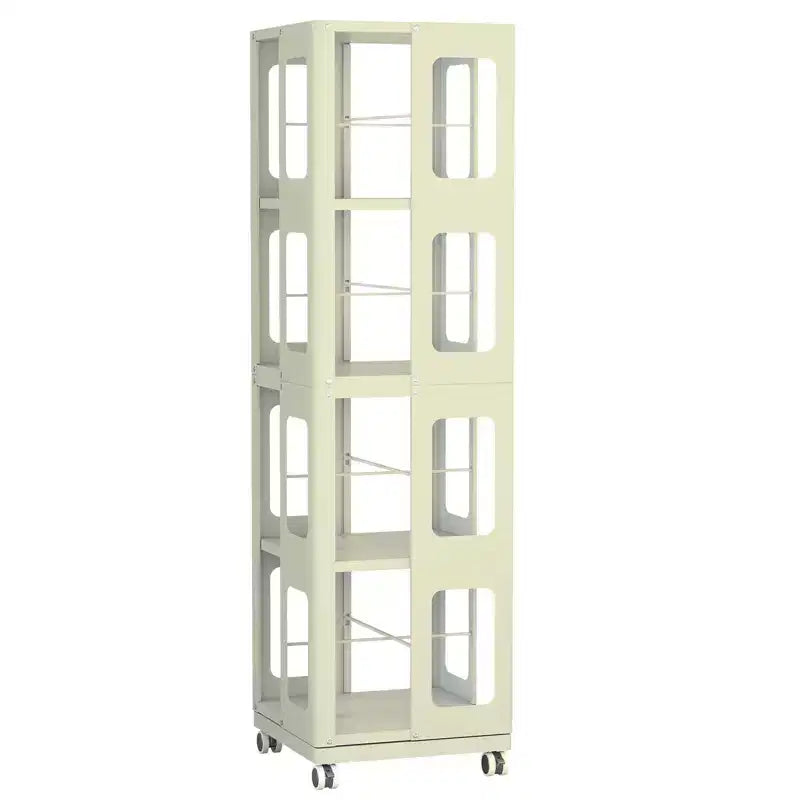 Scaffale Girevole Okak interamente in Acciaio con Ruote a 360°, Scaffali Portaoggetti a 4 Livelli, Organizzatore per Soggiorno, Corridoio, Ufficio