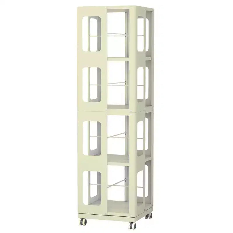 Scaffale Girevole Okak interamente in Acciaio con Ruote a 360°, Scaffali Portaoggetti a 4 Livelli, Organizzatore per Soggiorno, Corridoio, Ufficio