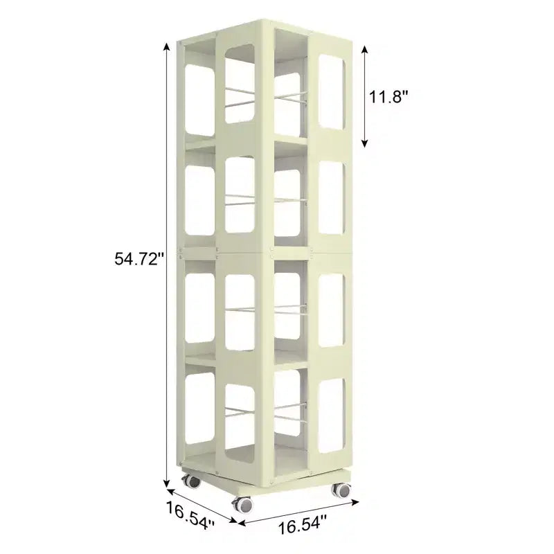 Scaffale Girevole Okak interamente in Acciaio con Ruote a 360°, Scaffali Portaoggetti a 4 Livelli, Organizzatore per Soggiorno, Corridoio, Ufficio