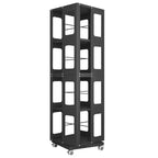 Scaffale Girevole Okak interamente in Acciaio con Ruote a 360°, Scaffali Portaoggetti a 4 Livelli, Organizzatore per Soggiorno, Corridoio, Ufficio