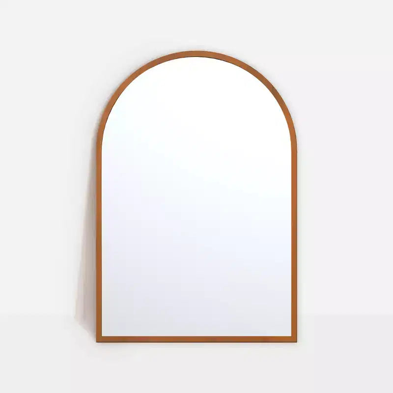 HomeRoots Set di Due Specchi da Bagno con Cornice in Legno ad Arco color Noce