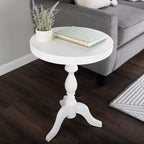 Lavish Home Tavolino Rotondo con Piedistallo, Bianco