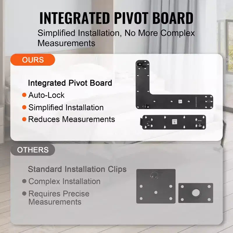VEVOR Kit Letto a Scomparsa, Dimensioni Singole, Kit Hardware Meccanico Letto a Muro Fai da Te Deluxe, Supporto Telaio Letto Resistente a Leva Pneumatica, Spazio Letto Pieghevole, Nero