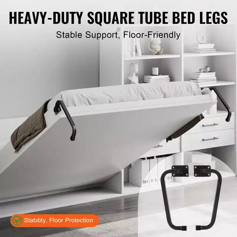 VEVOR Kit Letto a Scomparsa, Dimensioni Singole, Kit Hardware Meccanico Letto a Muro Fai da Te Deluxe, Supporto Telaio Letto Resistente a Leva Pneumatica, Spazio Letto Pieghevole, Nero