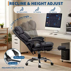 Sedia da ufficio direzionale con schienale alto in pelle PU nera con poggiapiedi, girevole a 360° e supporto ergonomico, comoda sedia da computer/gaming per la casa