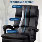 Sedia da ufficio direzionale con schienale alto in pelle PU nera con poggiapiedi, girevole a 360° e supporto ergonomico, comoda sedia da computer/gaming per la casa