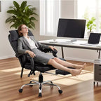 Sedia da ufficio direzionale con schienale alto in pelle PU nera con poggiapiedi, girevole a 360° e supporto ergonomico, comoda sedia da computer/gaming per la casa