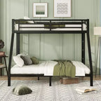 Letto a castello in metallo Twin XL su Queen per adolescenti e adulti, salvaspazio/riduzione del rumore/non richiede rete, nero