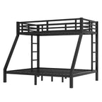 Letto a castello in metallo Twin XL su Queen per adolescenti e adulti, salvaspazio/riduzione del rumore/non richiede rete, nero